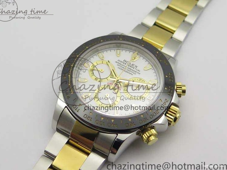 0126 Daytona SS YG Ceramic Bezel JH Best Edition White Dial On SS YG Bracelet A Resilient 3530